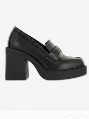 MIA Black Block Heel Loafers (Eria): Size 8